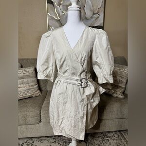 Zara - Wrap Dress with Statement Buckle in Cream